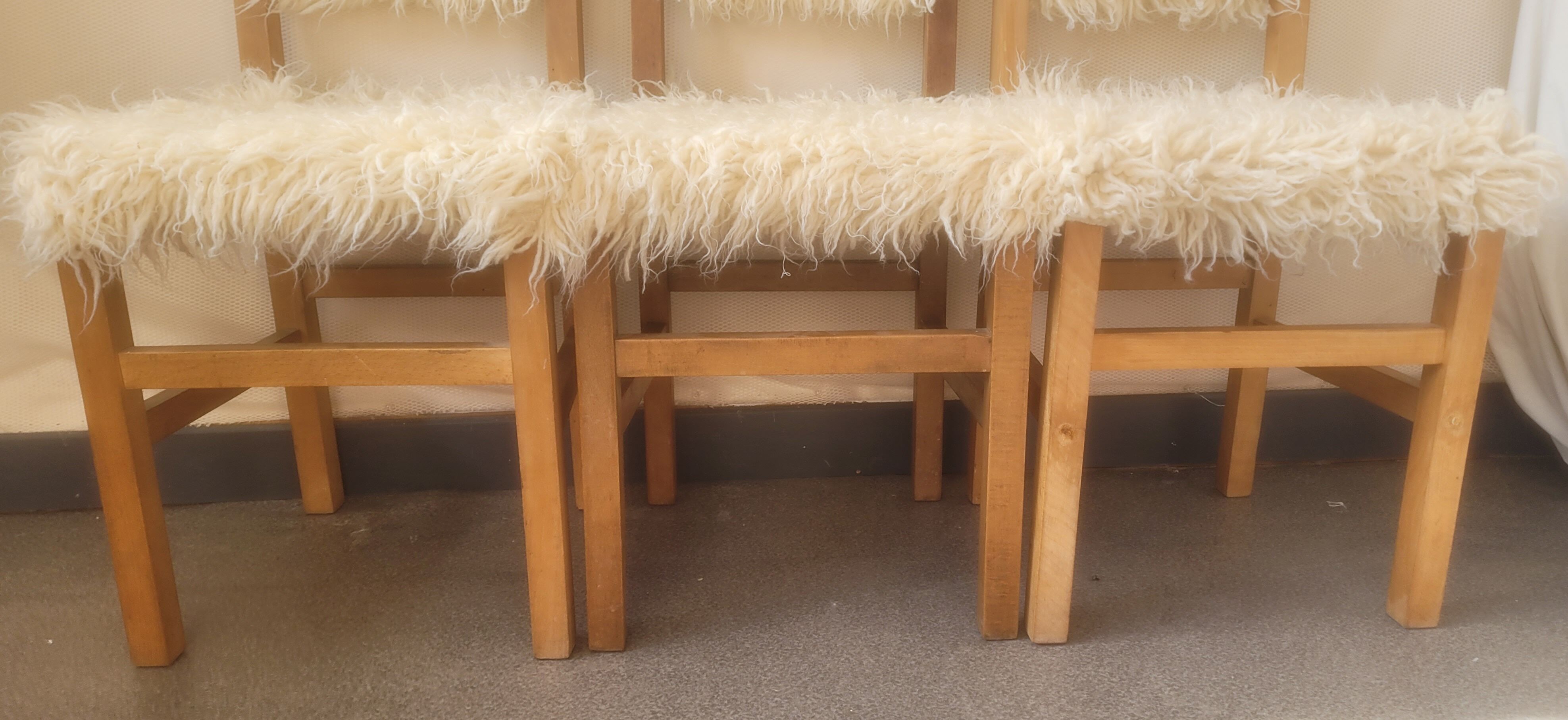 Chairs moumoute wood and wool deco savoyard chalet