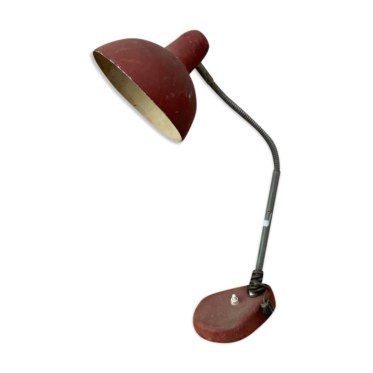 Vintage desk lamp 1950 Aluminor France red metal