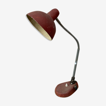 Lampe de bureau vintage 1950 Aluminor France métal rouge