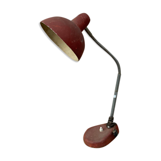 Lampe de bureau vintage 1950 Aluminor France métal rouge