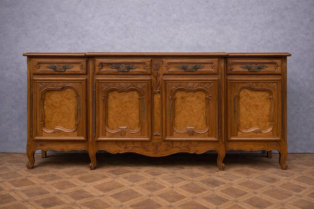 Grand buffet in a row, antique carved wooden – Louis XV style