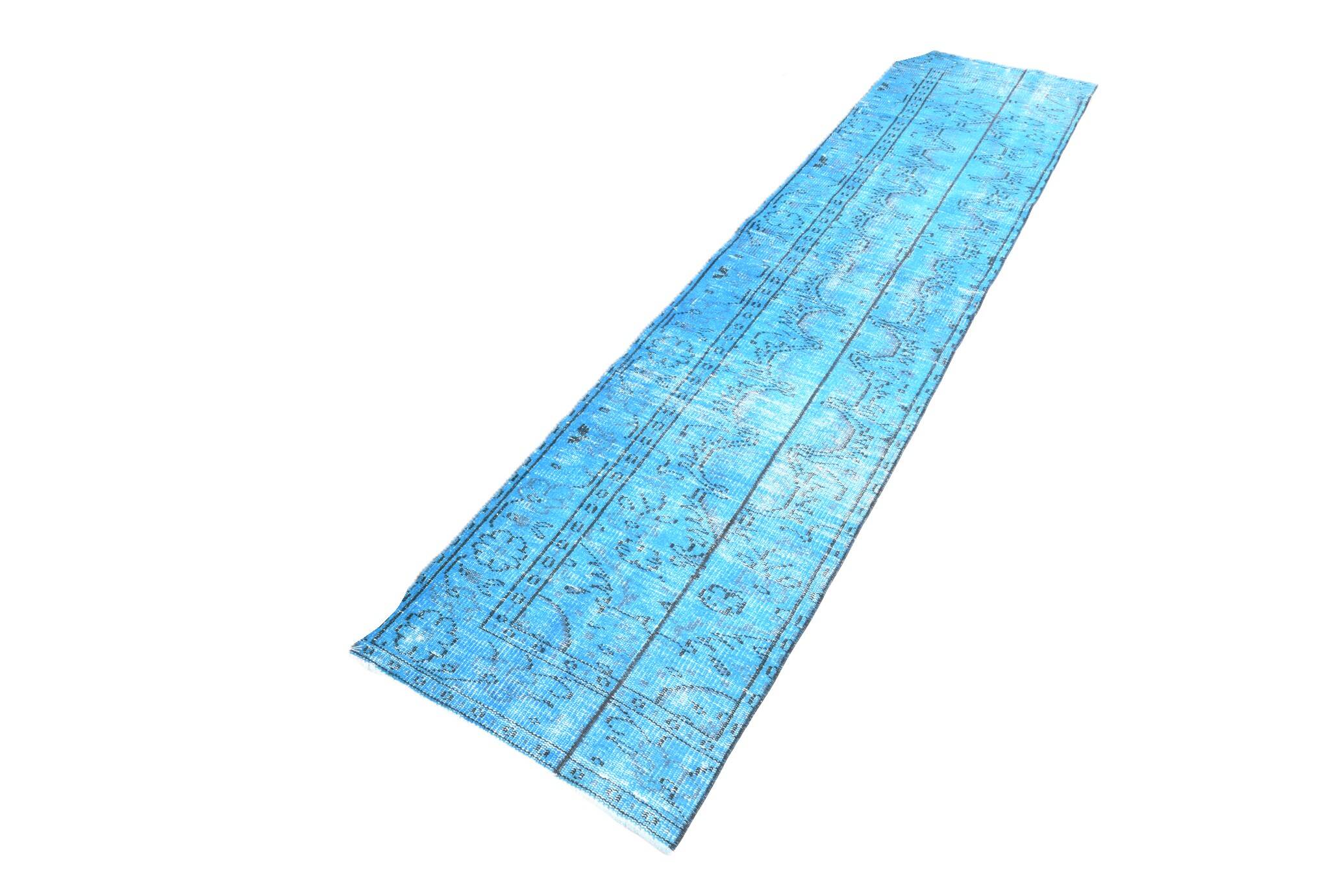 2x9 Vintage Light Blue Kitchen Runner Rug, 65x276Cm