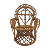 Fauteuil de poupée  en osier clair
