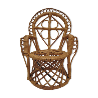 Small doll armchair in light wicker, like Emmanuelle