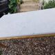 Louis XVI style coffee table in old gilded wood with marble top