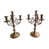 Pair of bronze candlesticks, 5 branches, half XXth period.