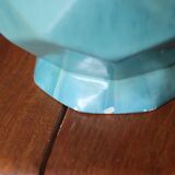 Antique blue ceramic origami ball vase