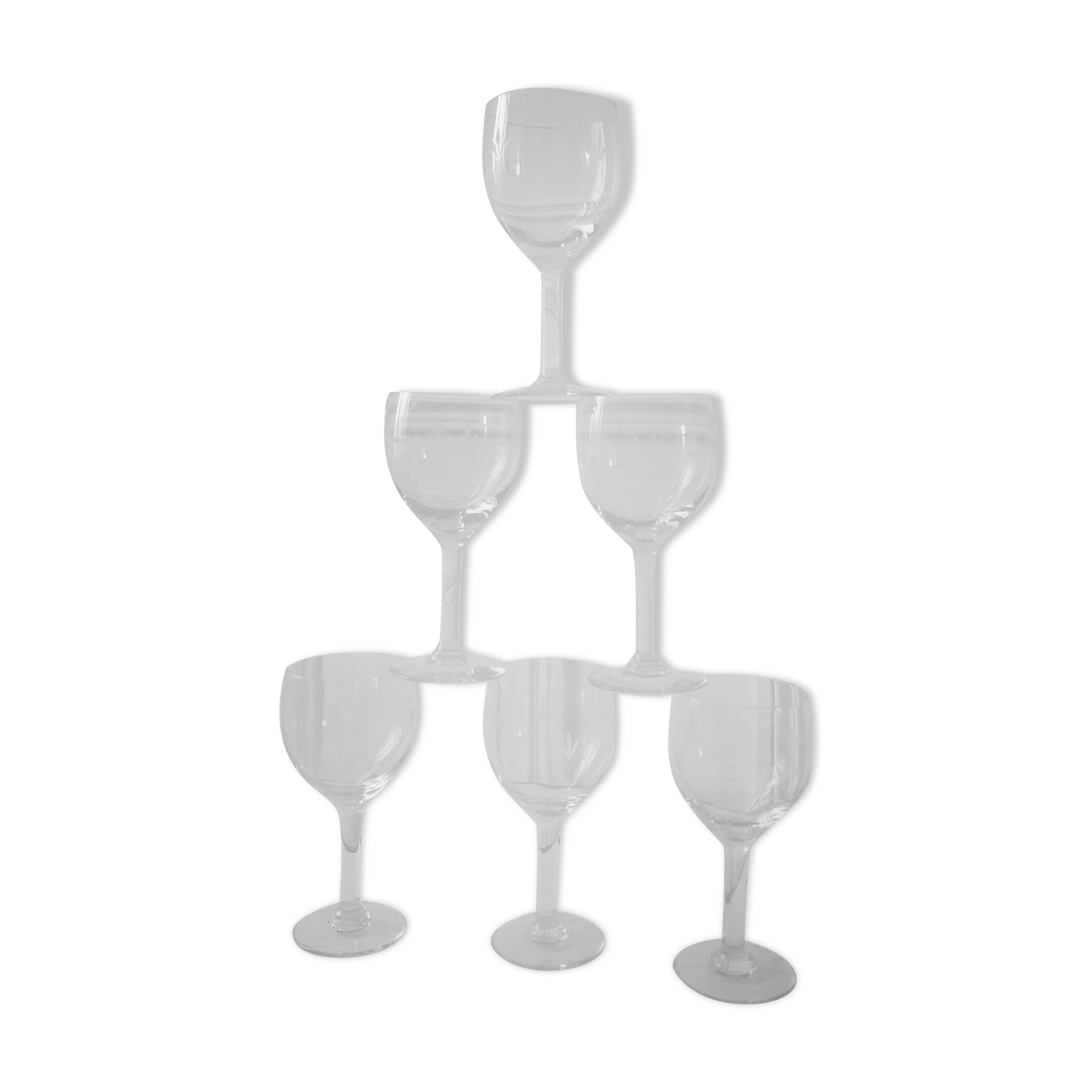 Set of 6 wine glasses / water 50 years engraved in crystal