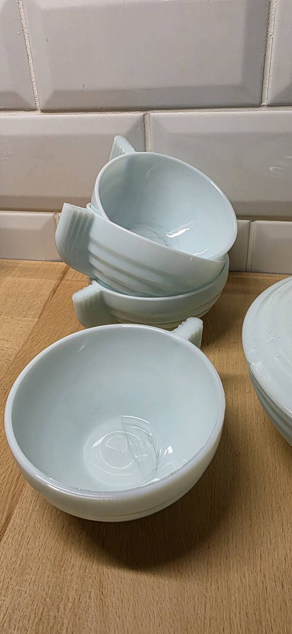 Service à café en opaline de style Art déco, années 50