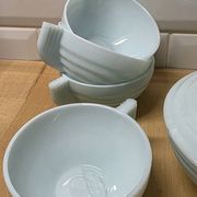 Service à café en opaline de style Art déco, années 50