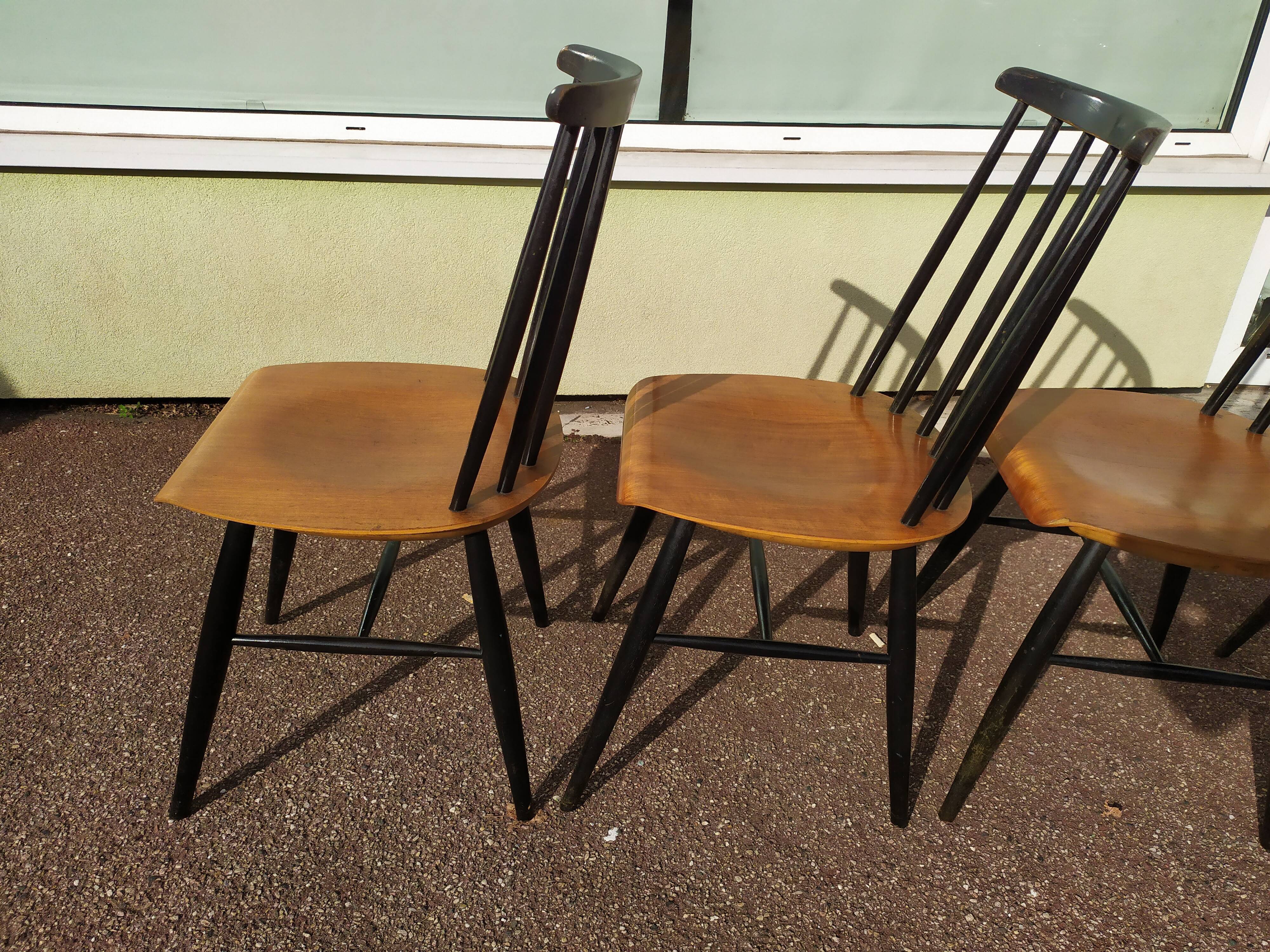 Set of 4 Scandinavian Chairs Fanett by Ilmari Tapiovaara, 60s