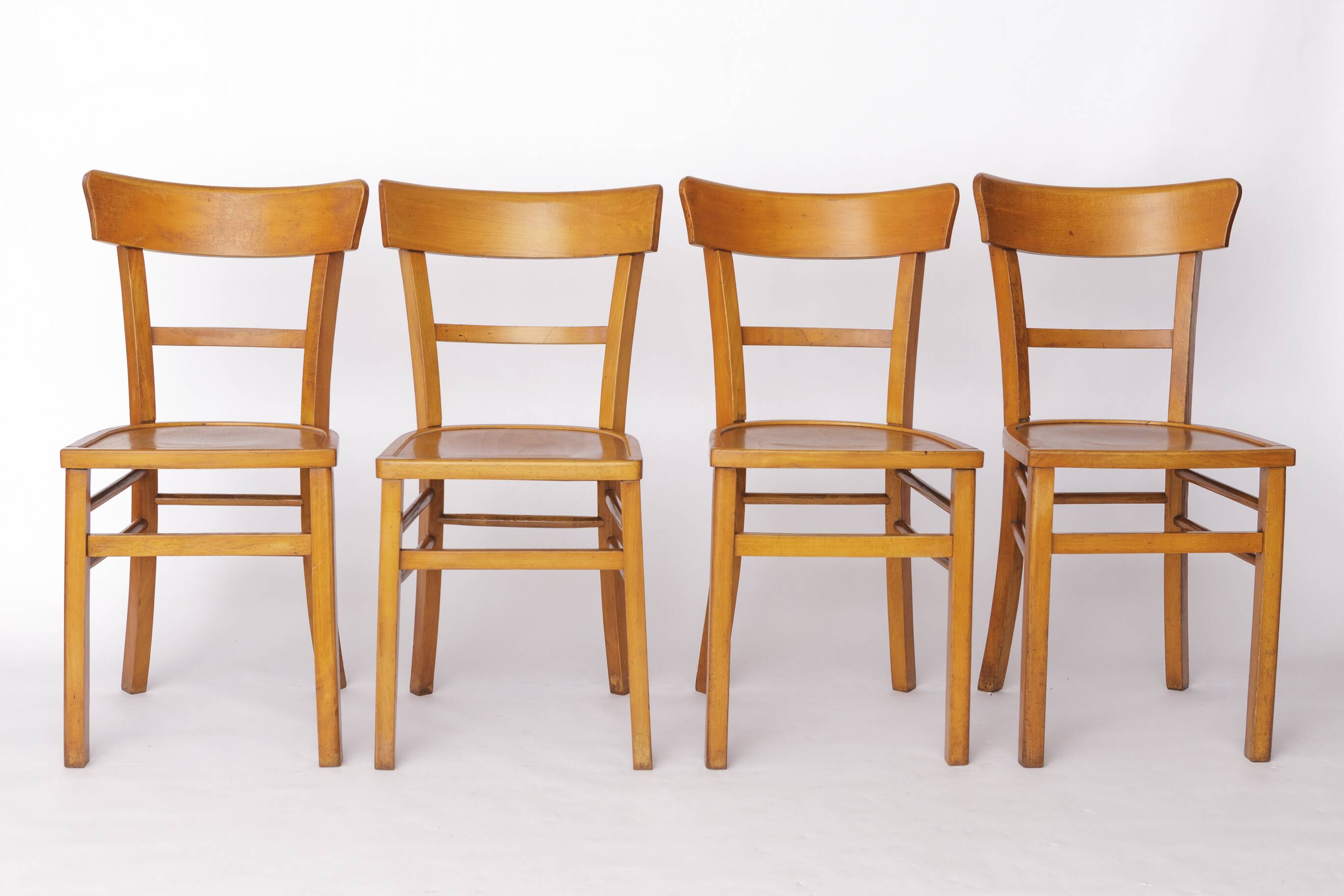 Set of 4 Vintage Frankfurter Chairs, 1960s German Dining Chairs, Beech Wood