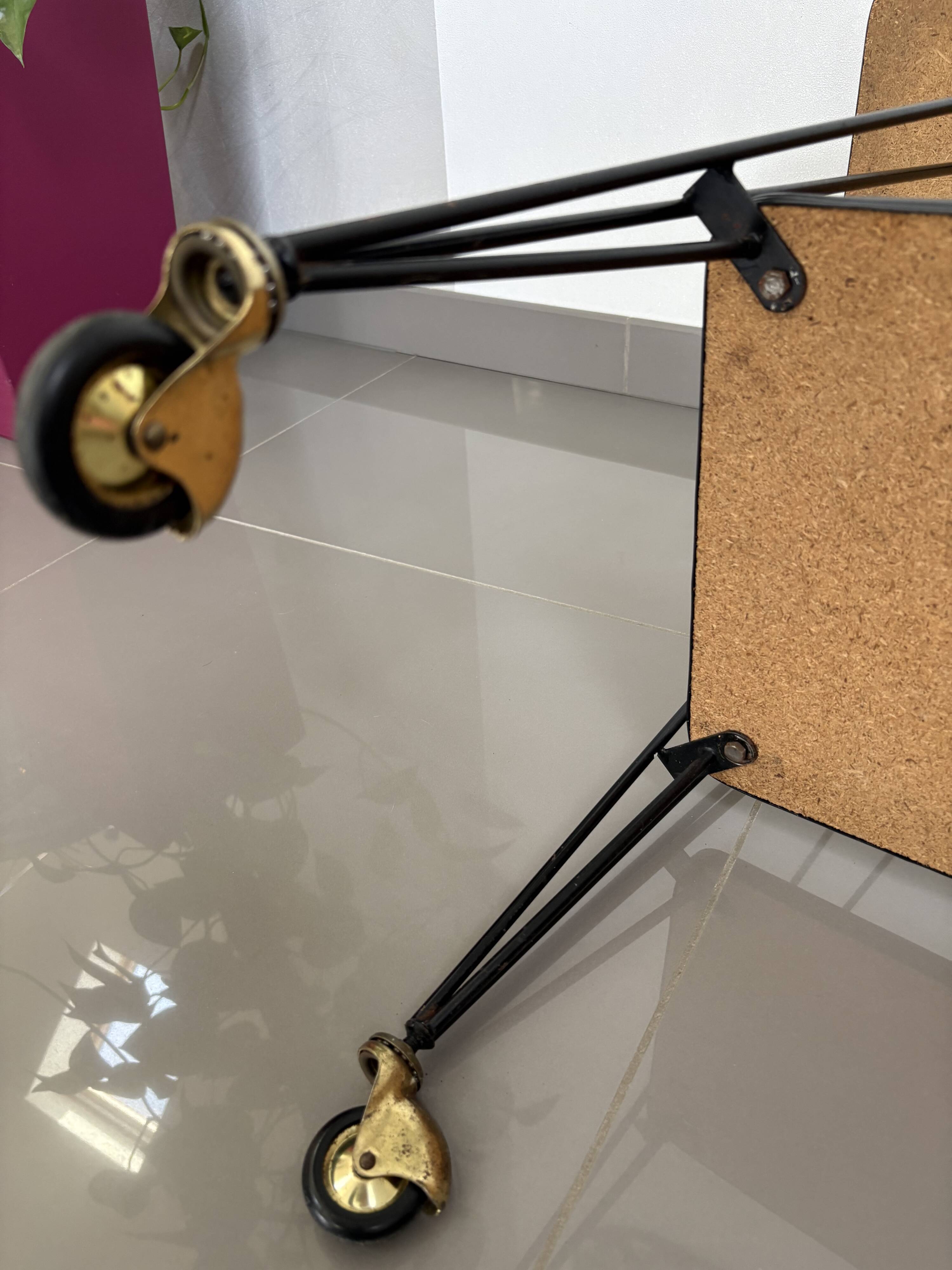 Vintage Side Table/Serving Cart on Wheels - 1950s/60s Style