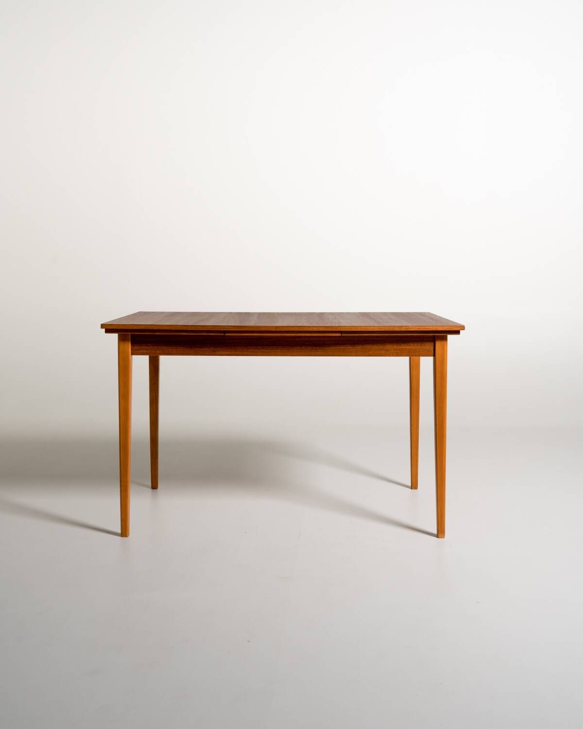 Scandinavian extendable teak and beech dining table, 1950s-60s