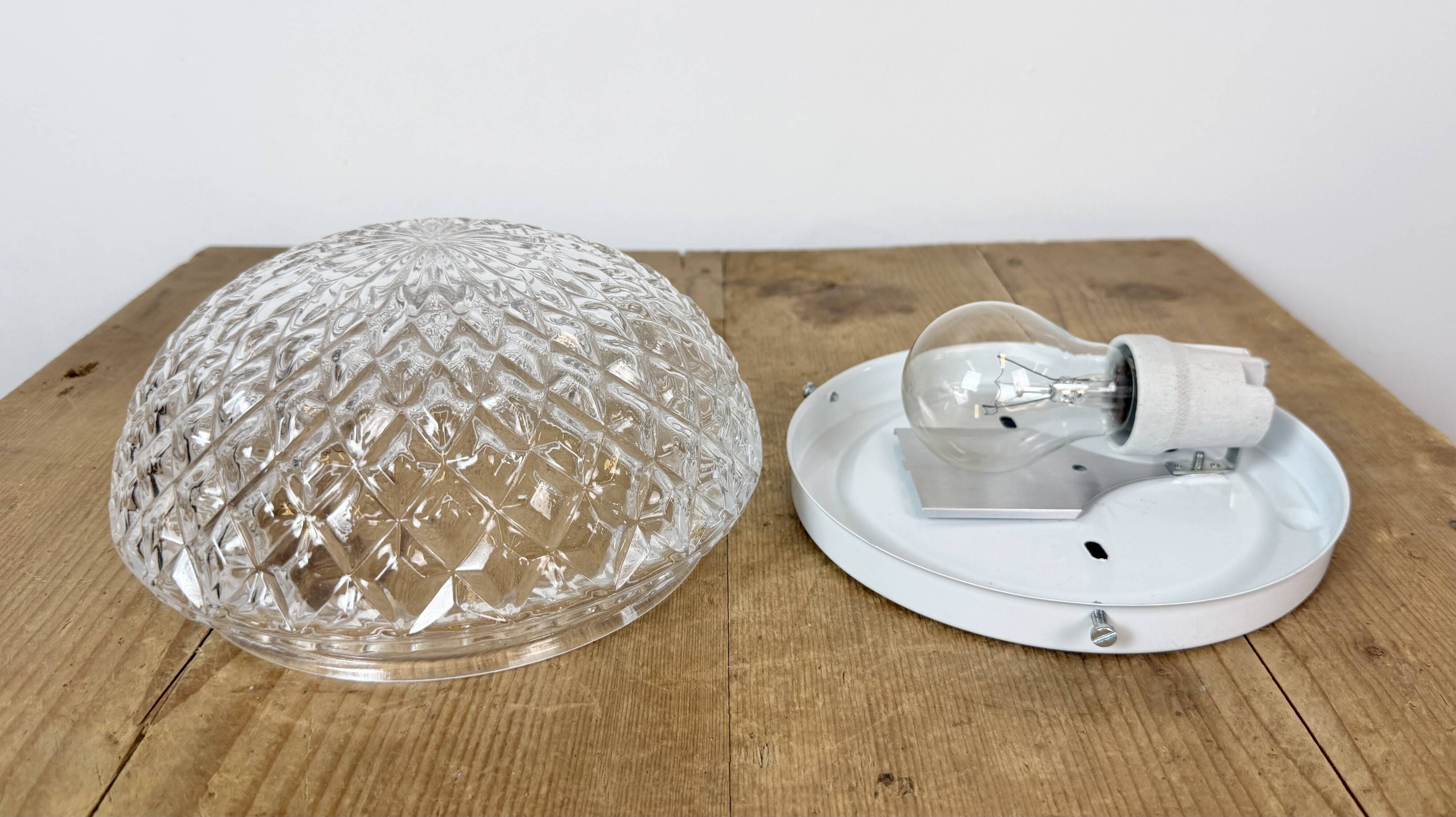 Vintage Glass Wall or Ceiling Light, 1970s