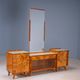 Vintage dressing table with burl veneer, large mirror and storage cabinets