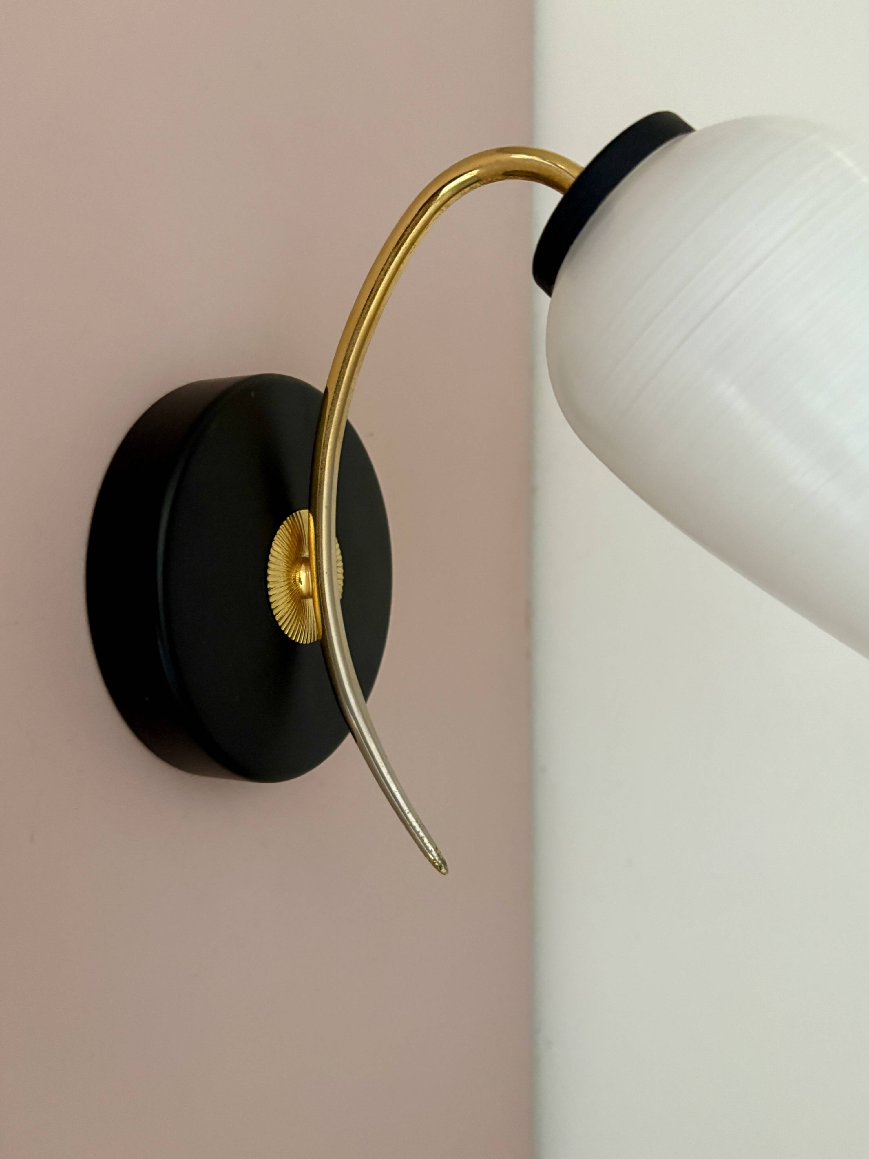 Vintage globe wall lamp in white opaline