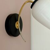 Vintage globe wall lamp in white opaline