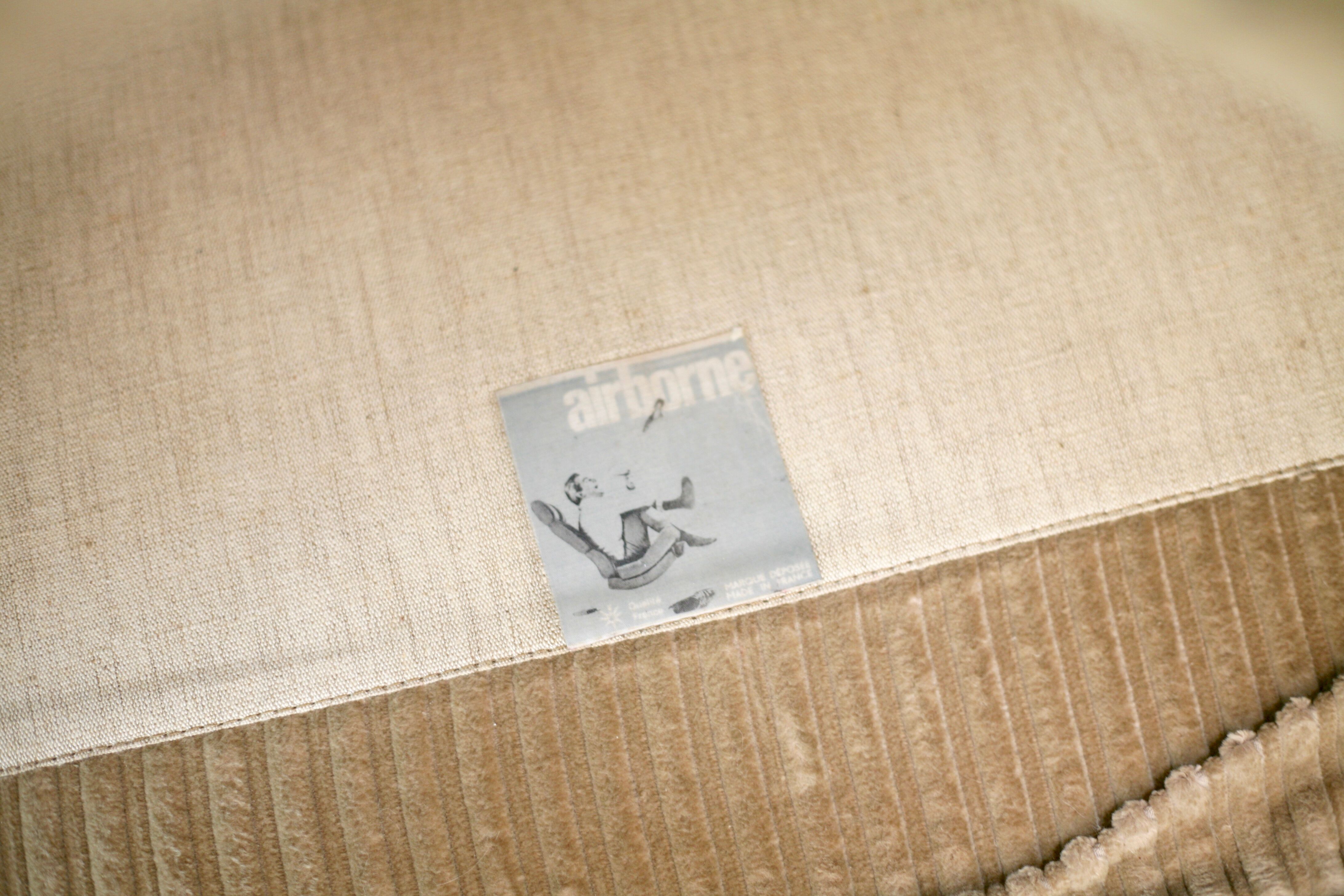 Pair of armchairs by michel cadestin, airborne edition, fiberglass and beige velvet, circa 1970