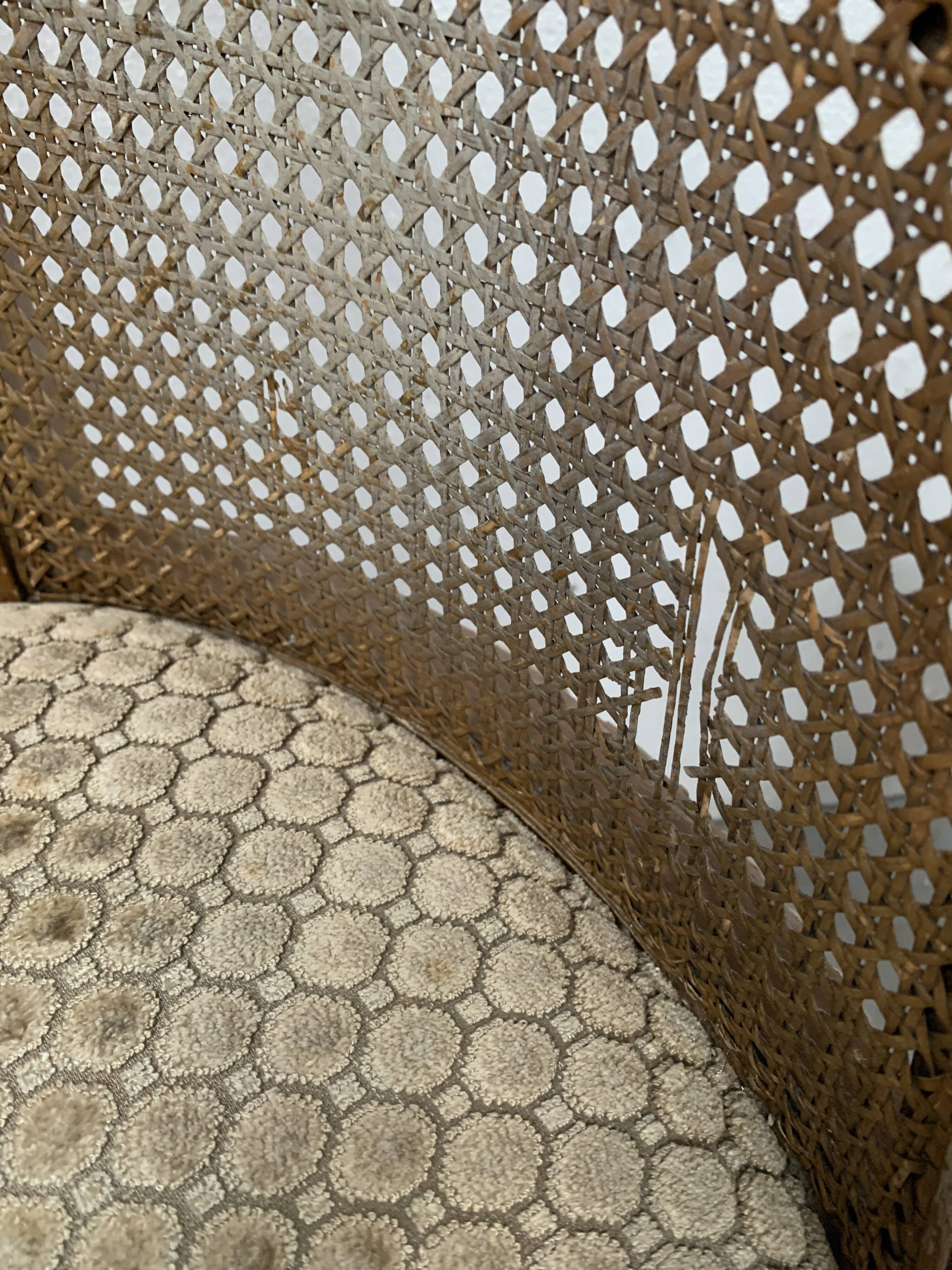 Pair of Louis XVI style basket armchairs in patinated beech, 20th century