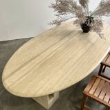 Oval travertine table
