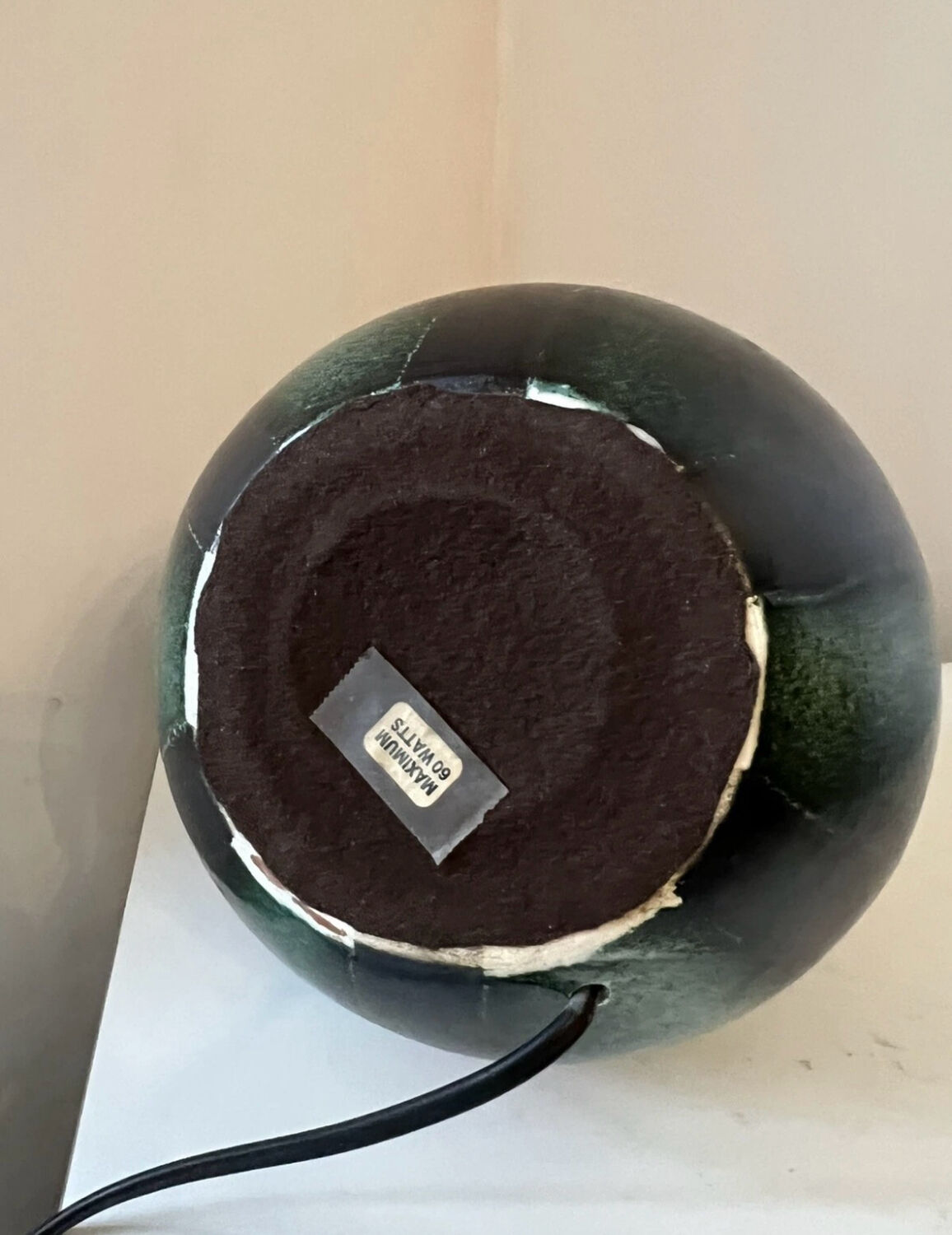 Vintage 1970s green and black ceramic lamp base