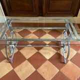 Table basse en verre et fer forgé