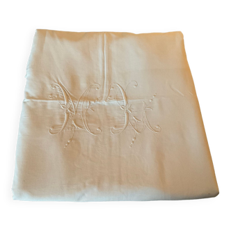 Antique sheet embroidered in fine linen