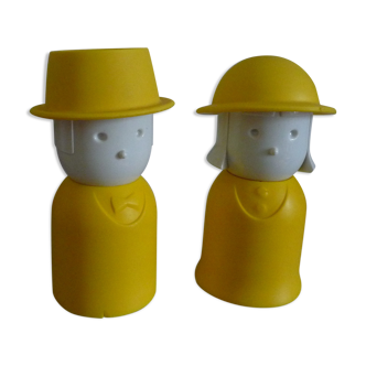 Salière et poivrière Monsieur et Madame jaune, design Qualy