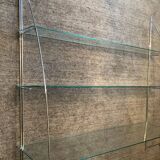 Half-moon design shelf in chromed metal and glass