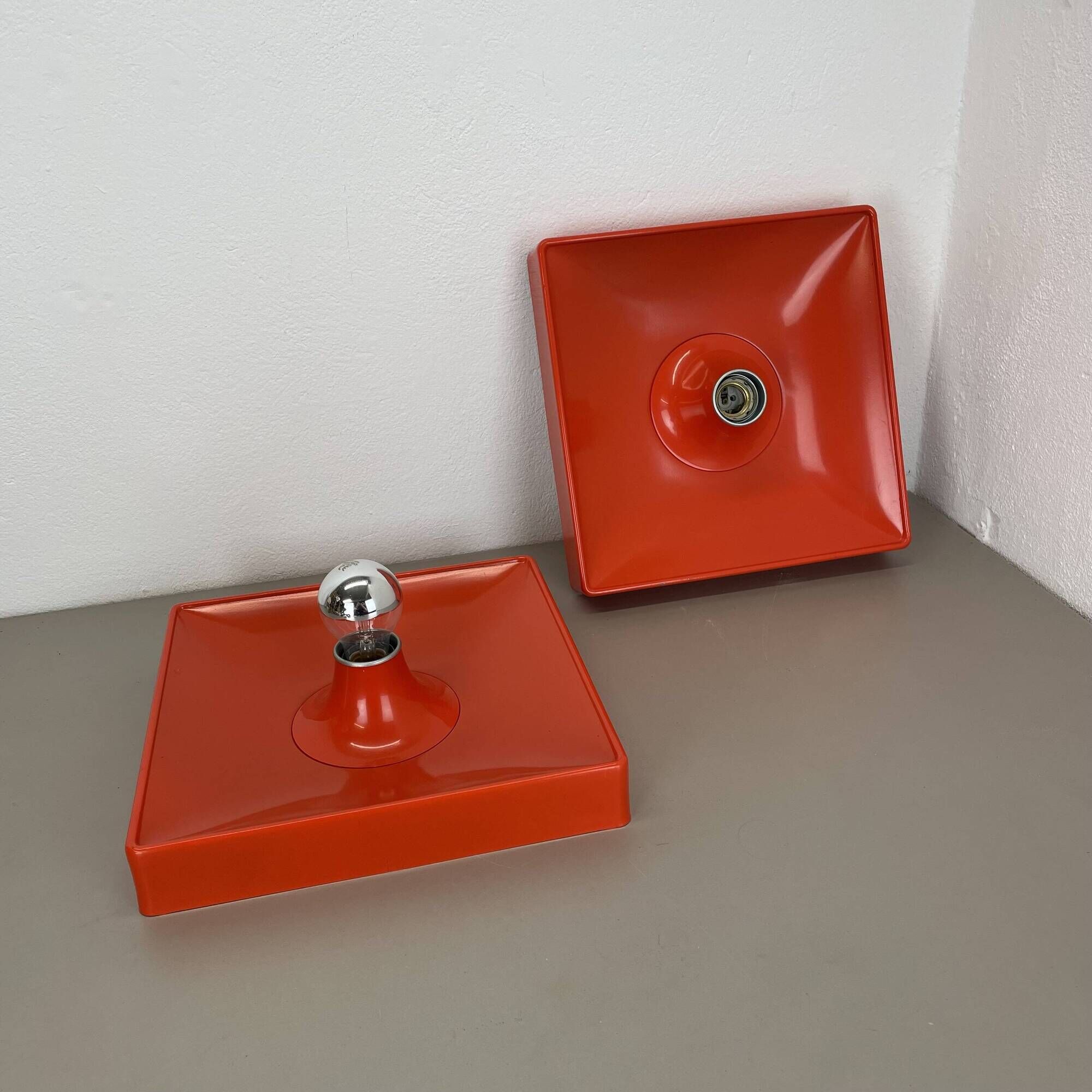 Set of 2 Cubic VERNER PANTON Style RED Wall Light by SÖLKEN Leuchten, 1970s