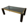 Italian coffee table from the 70s, smoked glass, black and gold lacquered wood.