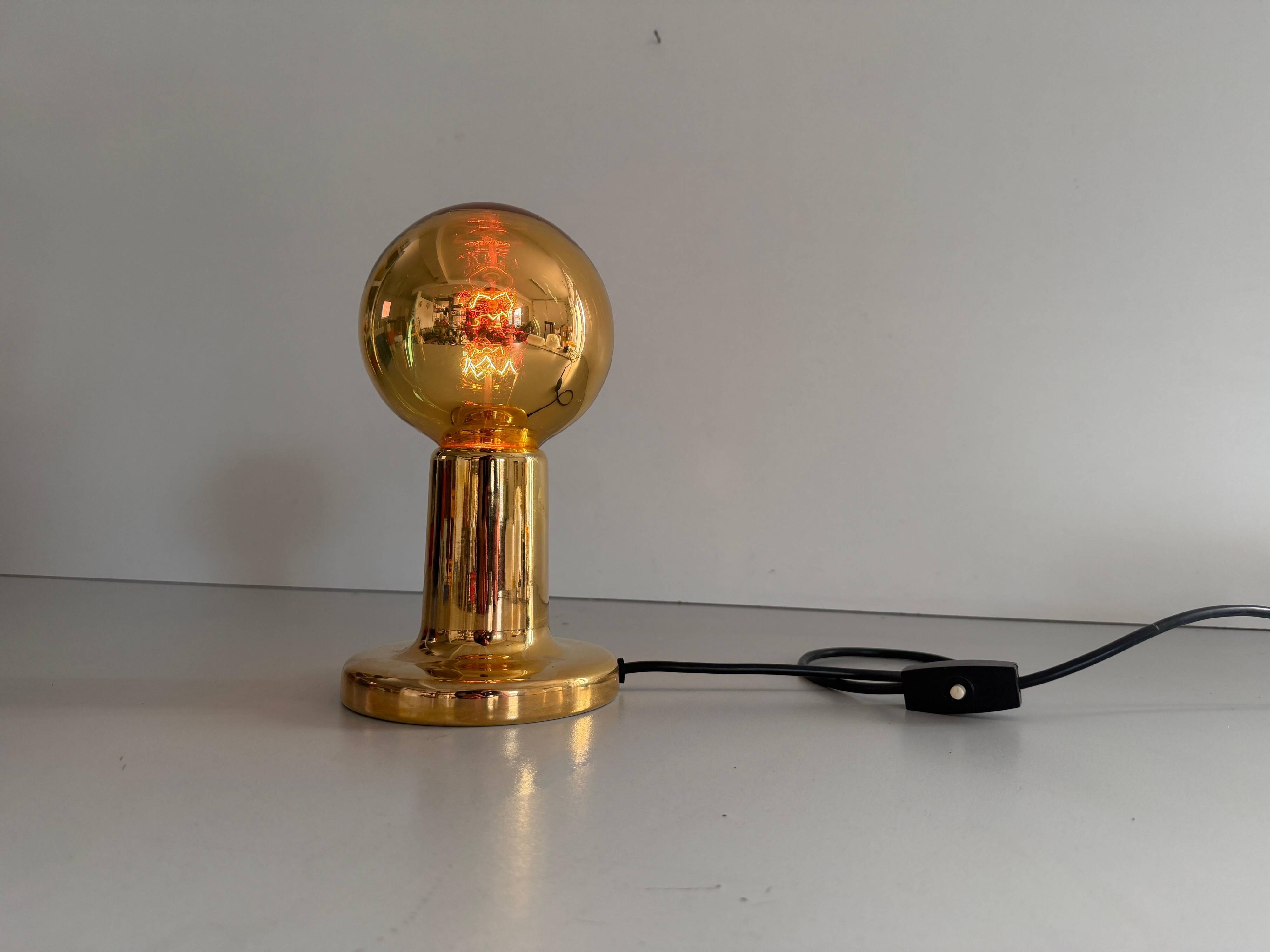 Simple table lamp in gilded porcelain by Philips NTD, 1960s, Germany.