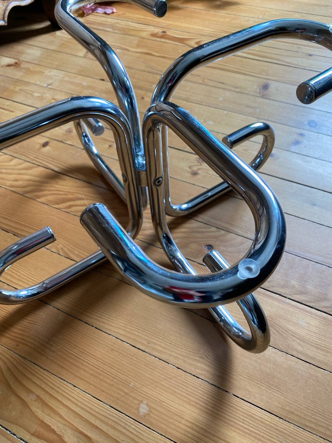 Vintage glass and chrome coffee table