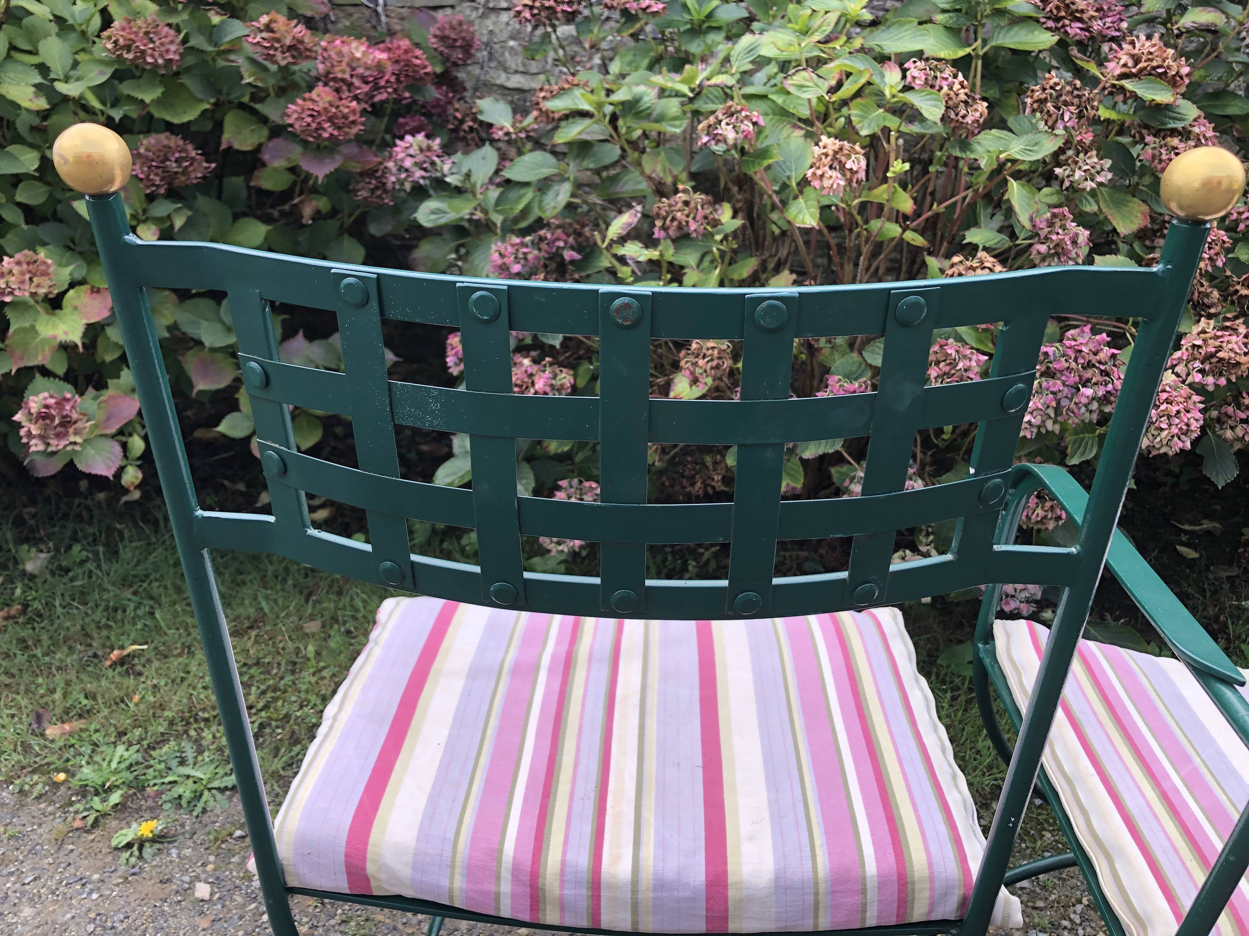 2 armchairs and 2 chairs in full wrought iron, handcrafted.