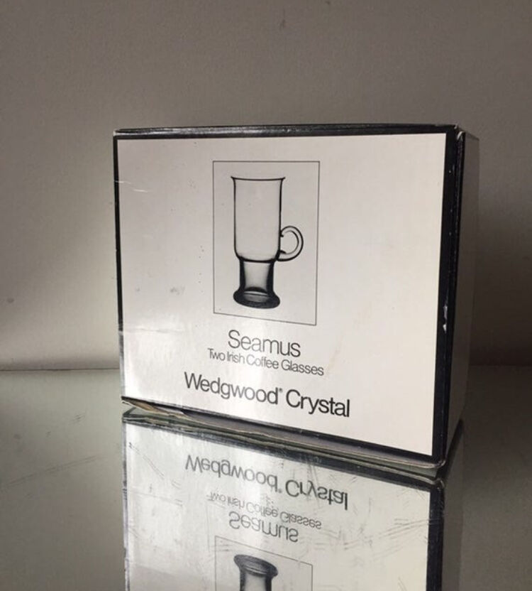 Wedgwood crystal set of 2 irish coffee glasses in smoke grey