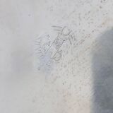 Silver-plated pumpkin-shaped bowl with lift-off lid, 1940s vintage centerpiece in metal