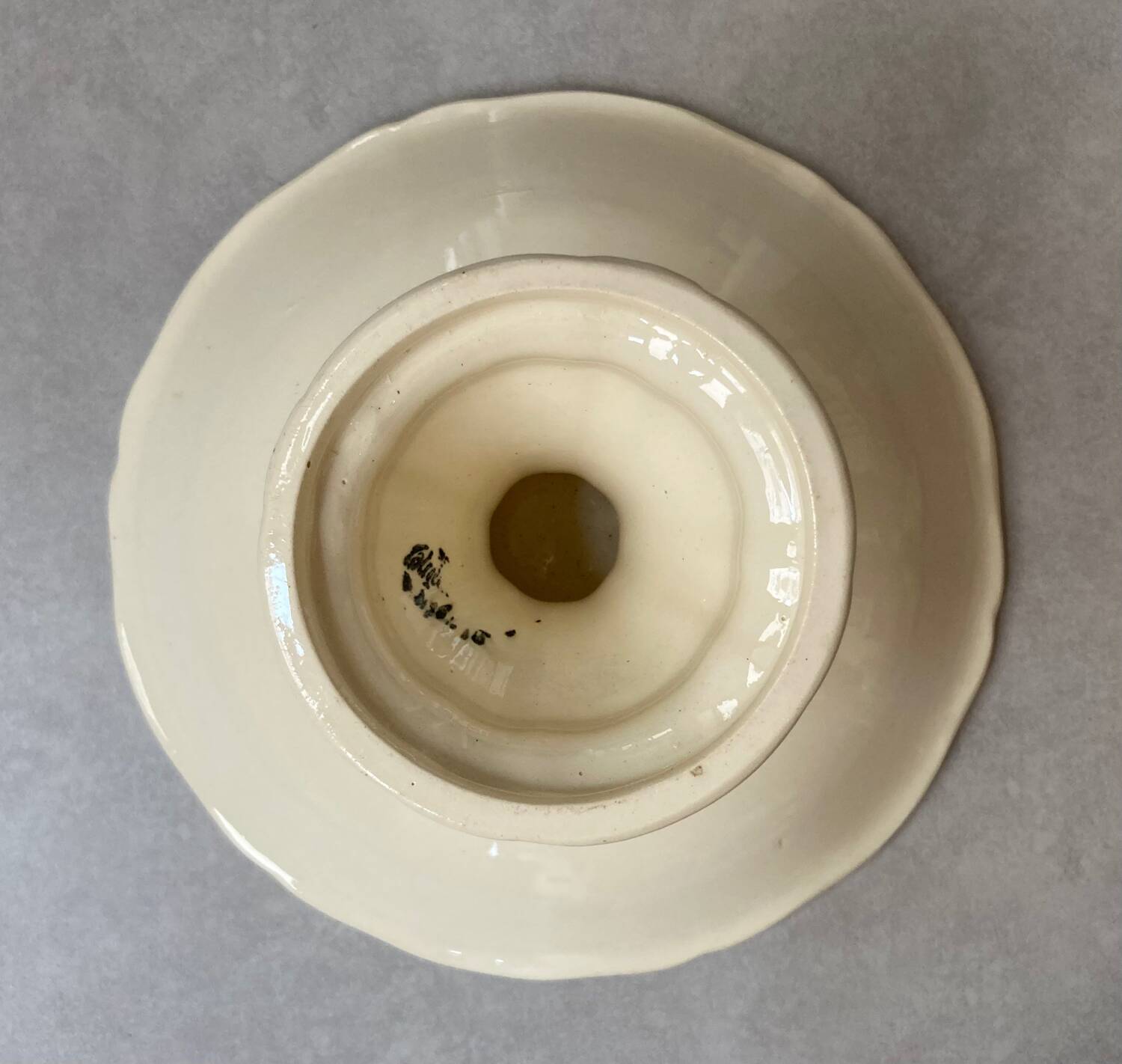 Sarreguemines compotier, ivory model with gadroons