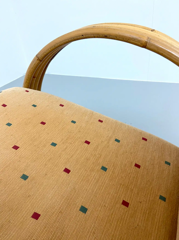 Chaise longue en rotin, bambou et tissu, France, années 1960