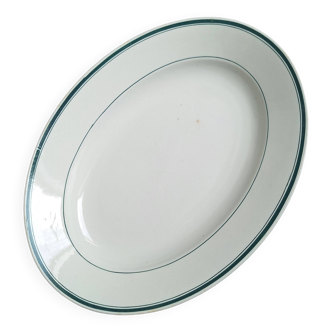 Green oval shallow dish Moulin des Loups