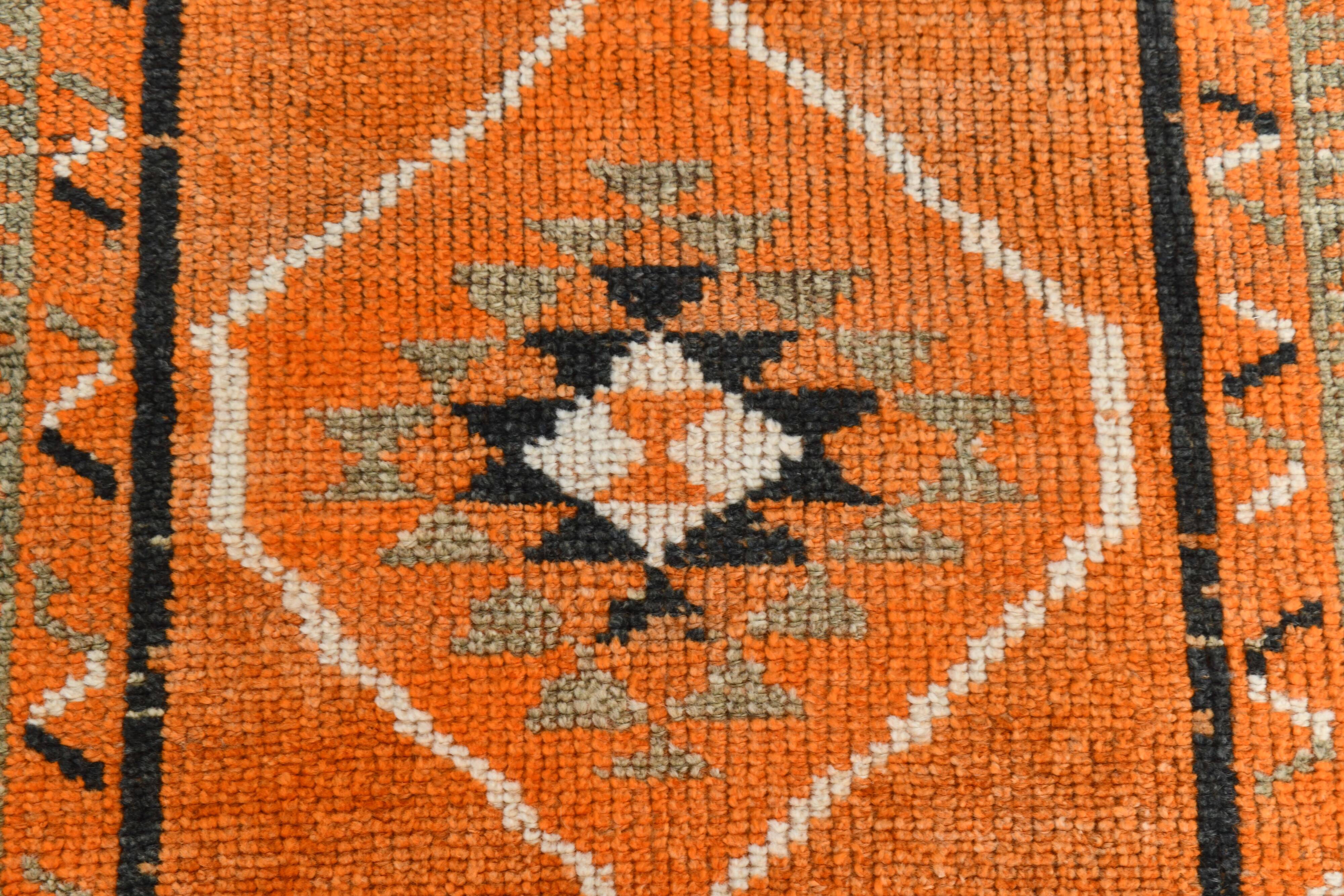 Beige & Orange Vintage Runner Rug, 83x383Cm