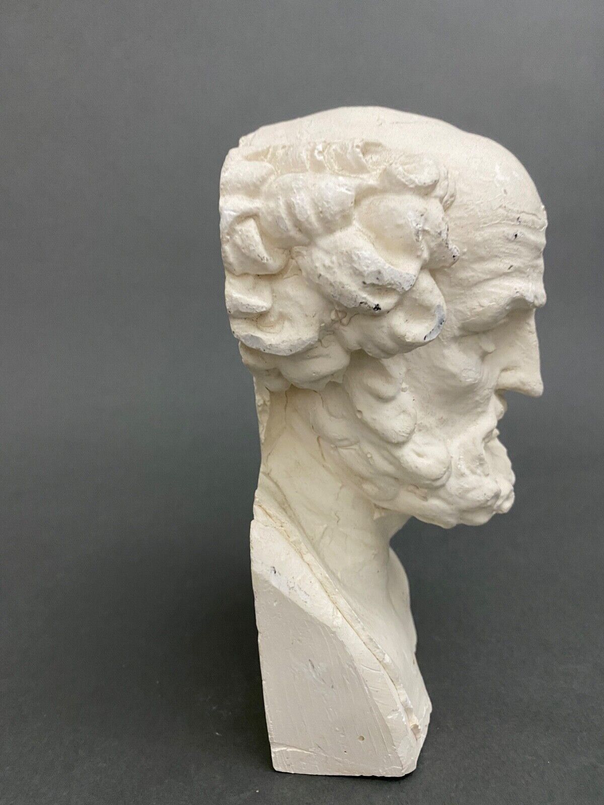 Bust of Socrates in plaster mid-twentieth artist's studio