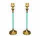 2 x brass and blue steel table lamps from Kullmann / 1970s