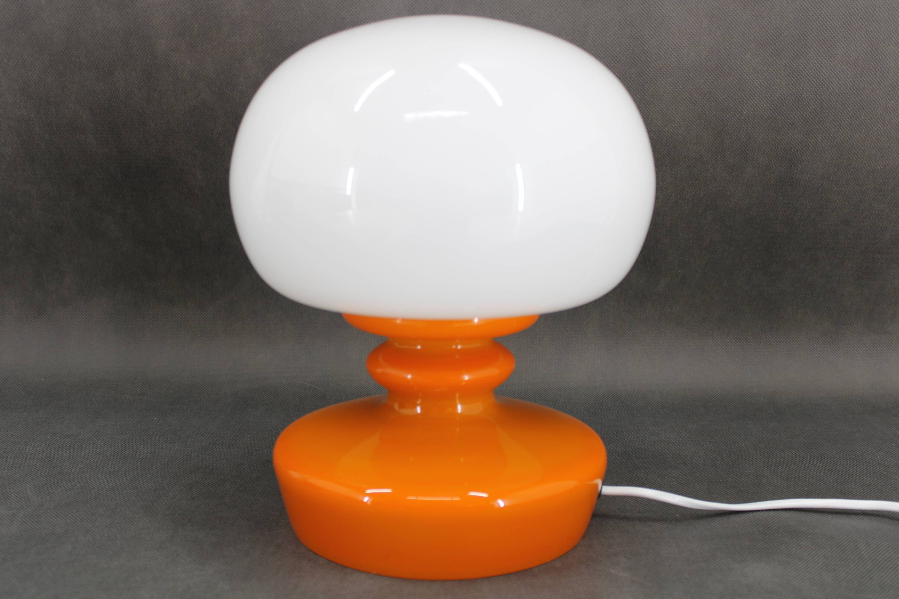 1970s Stepan Tabery Orange Glass Mushroom Table Lamp, Czechoslovakia