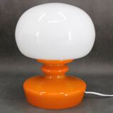 Lampe de table champignon en verre orange Stepan Tabery des années 1970, Tchécoslovaquie