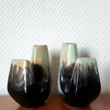 Double vintage ceramic bookend vases