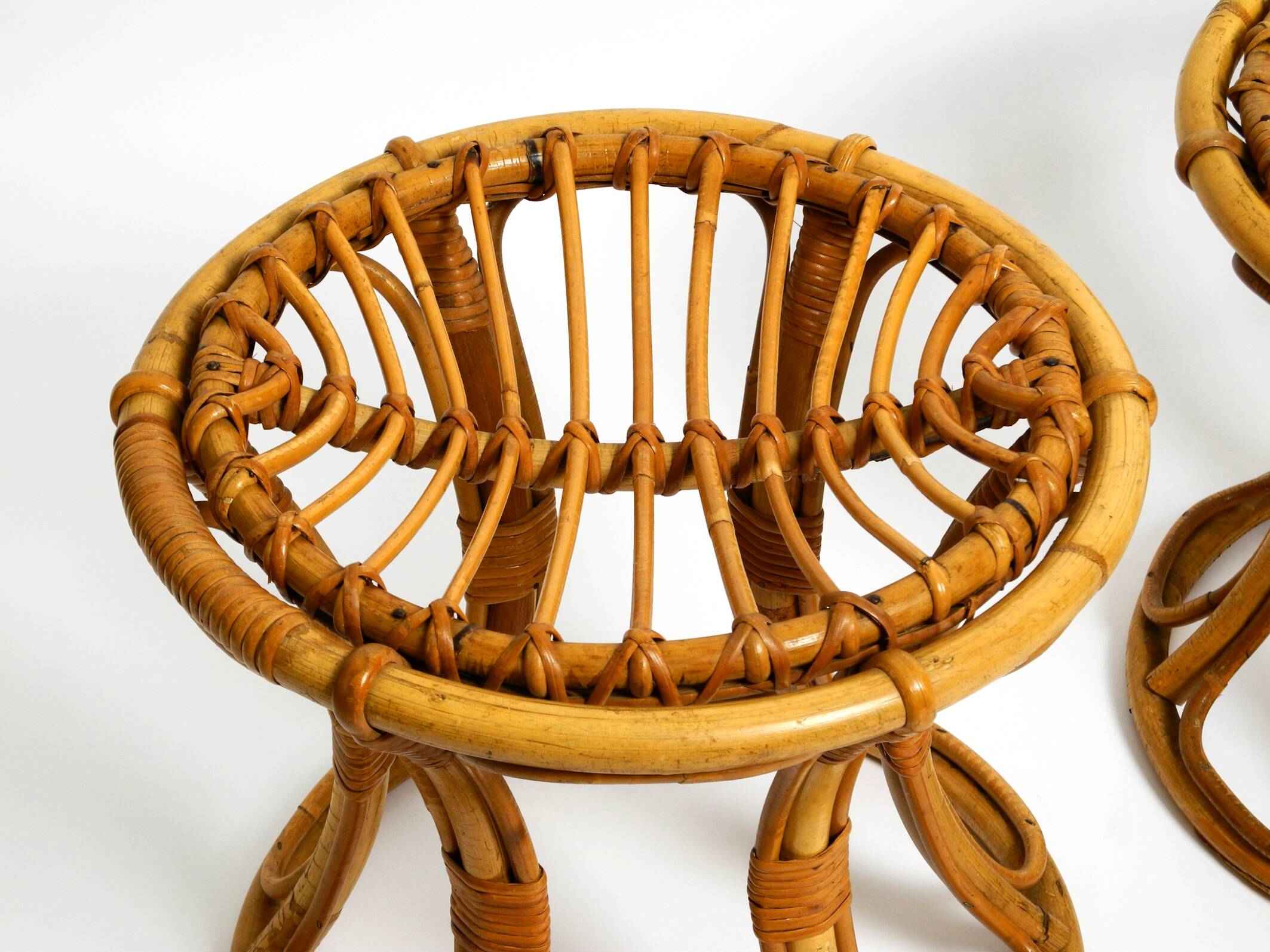 Pair of beautiful rare original 1960's Italian bamboo stools