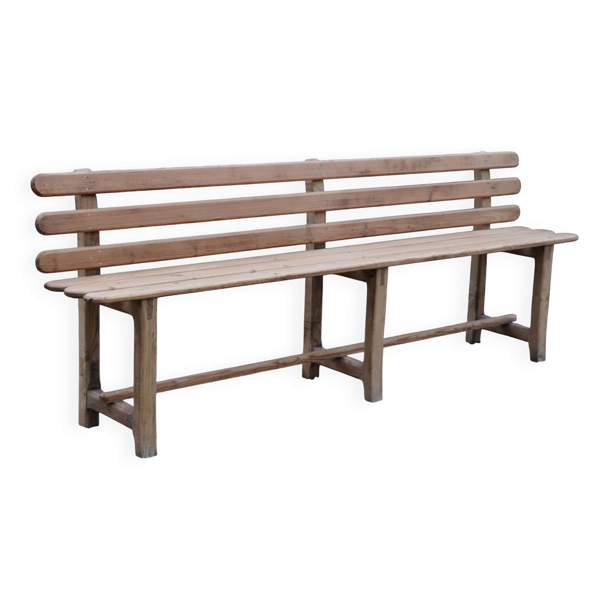 Large bench with solid wood backrest, 1930 Brittany
