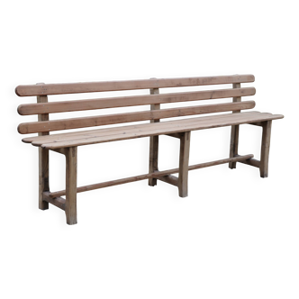 Grand Banc à dossier en bois massif, 1930 Bretagne