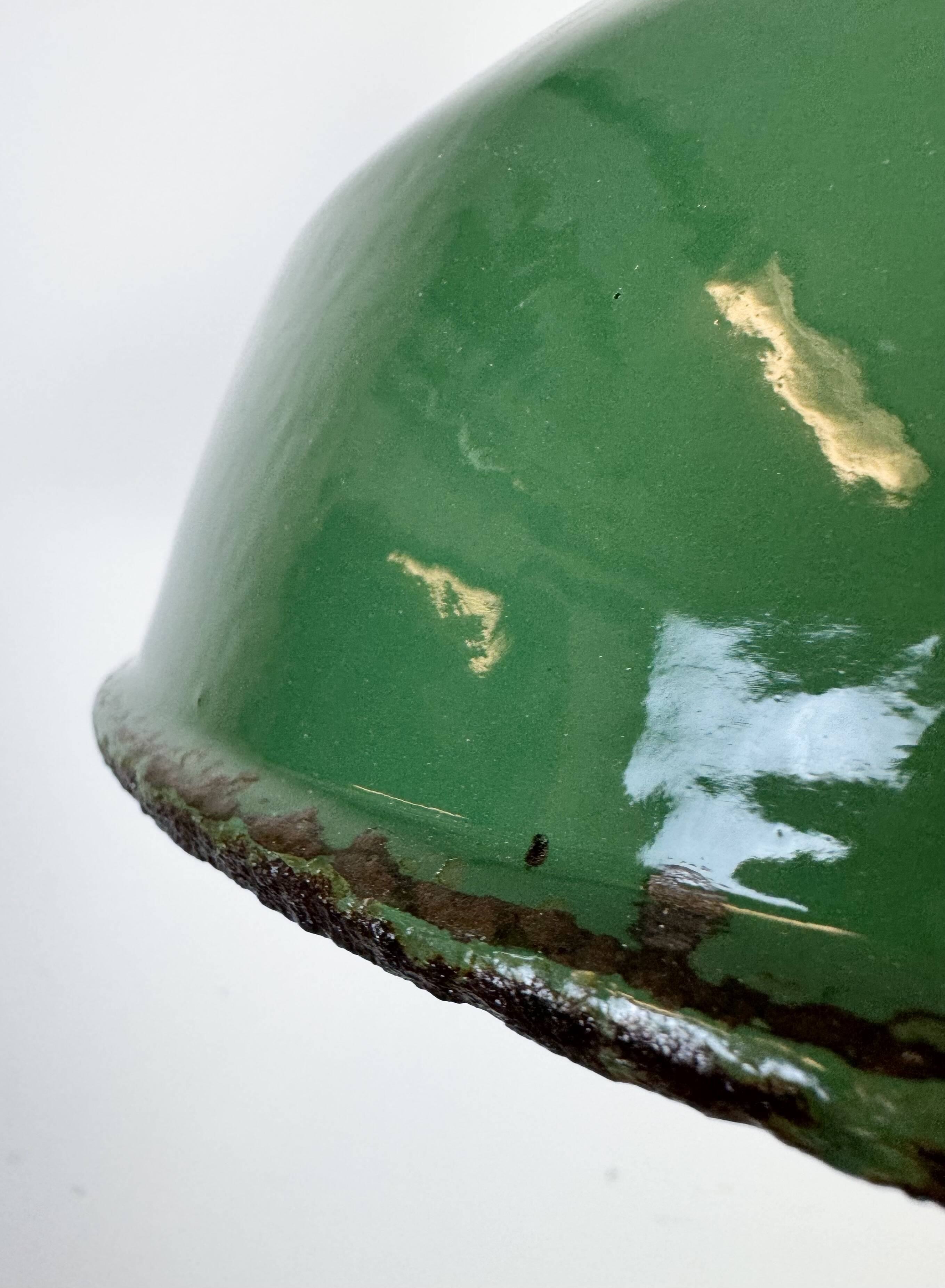 Industrial British Green Enamel Factory Pendant Lamp, 1960s
